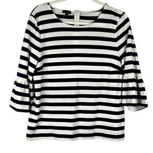 Talbots Navy White Striped Bell Sleeve Blouse Petite XL